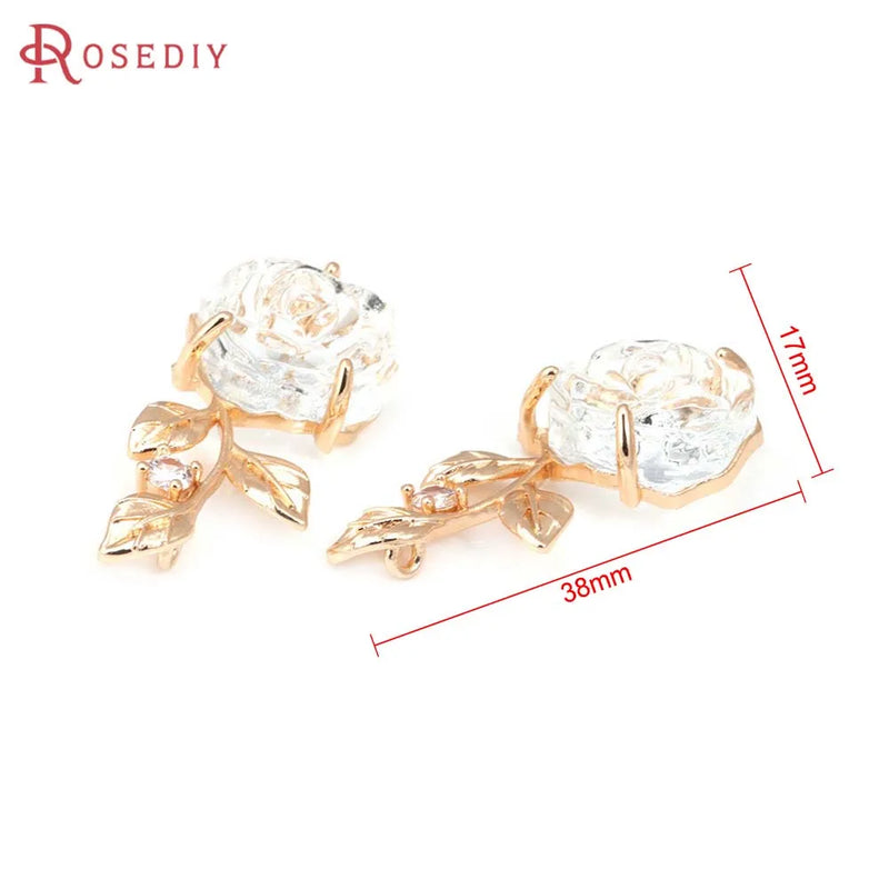 Champagne Brass Zircon Flower Charms Pendants Jewelry Making Findings