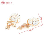 Champagne Brass Zircon Flower Charms Pendants Jewelry Making Findings