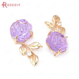 Champagne Brass Zircon Flower Charms Pendants Jewelry Making Findings