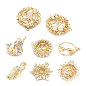 Champagne Brass Pearl Bead Charms Pendants Jewelry Making