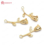 Champagne Plated Brass Rose Charms Pendants for DIY Jewelry Making