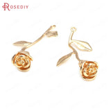 Champagne Plated Brass Rose Charms Pendants for DIY Jewelry Making