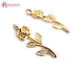 Champagne Plated Brass Rose Charms Pendants for DIY Jewelry Making