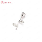 Champagne Plated Brass Rose Charms Pendants for DIY Jewelry Making