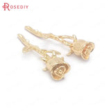 Champagne Plated Brass Rose Charms Pendants for DIY Jewelry Making