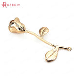 Champagne Plated Brass Rose Charms Pendants for DIY Jewelry Making