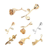 Champagne Plated Brass Rose Charms Pendants for DIY Jewelry Making