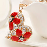 Charm Love Heart Keychain Crystal Keyring Handbag Pendant Keyfobs