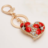 Charm Love Heart Keychain Crystal Keyring Handbag Pendant Keyfobs
