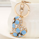 Charm Love Heart Keychain Crystal Keyring Handbag Pendant Keyfobs