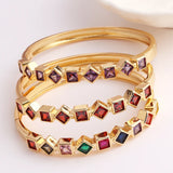 Charm Rainbow CZ Bracelet Copper Plated Bangle