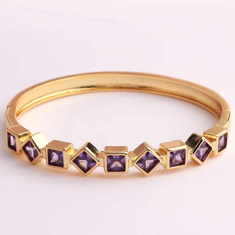 Charm Rainbow CZ Bracelet Copper Plated Bangle