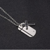 Christian Cross Bible Men Pendant Necklace Military Dog Tag Stainless Steel