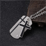 Christian Cross Bible Men Pendant Necklace Military Dog Tag Stainless Steel