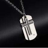 Christian Cross Bible Men Pendant Necklace Military Dog Tag Stainless Steel