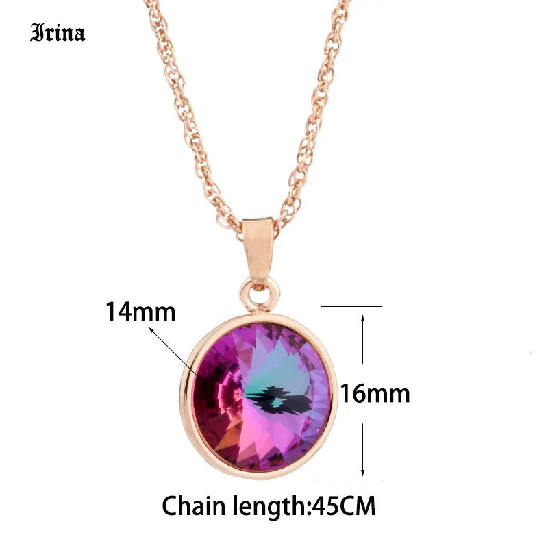 High Classic Round Crystal Pendant 585 Rose Colorful Pendant And Necklace