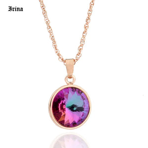 High Classic Round Crystal Pendant 585 Rose Colorful Pendant And Necklace
