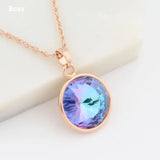 High Classic Round Crystal Pendant 585 Rose Colorful Pendant And Necklace