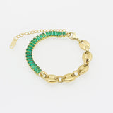 Waterproof Stainless Steel Crystal Bracelet for Women Bling 18K Bangle