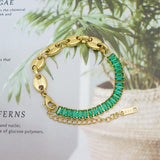 Waterproof Stainless Steel Crystal Bracelet for Women Bling 18K Bangle