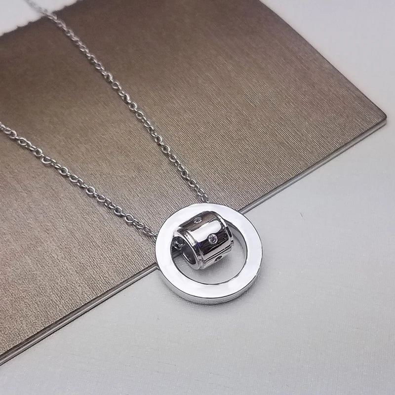 Classic Double Ring Necklace Double Chain Necklace Gift