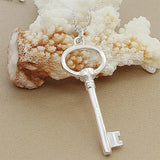 Classic Round Key Pendant Necklace Silver 925