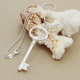 Classic Round Key Pendant Necklace Silver 925