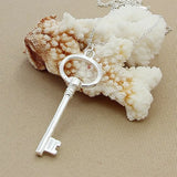 Classic Round Key Pendant Necklace Silver 925