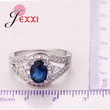 Classic 925 Silver Red Crystal Wedding Band Ring for Women