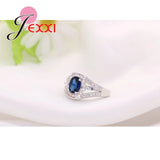 Classic 925 Silver Red Crystal Wedding Band Ring for Women
