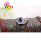 Classic 925 Silver Red Crystal Wedding Band Ring for Women