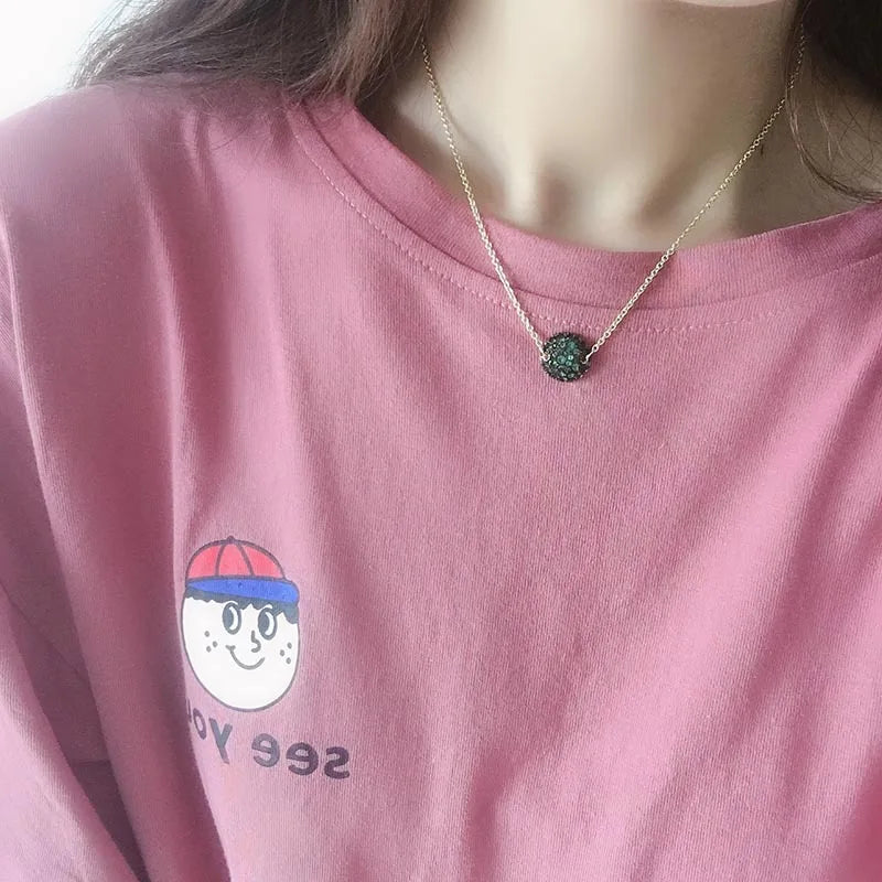 Colorful Mushroom Pendant Crystal Necklace for Women