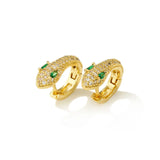 Colorful Crystal Snake Hoop Earrings Punk Style Jewelry