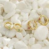 Colorful Crystal Snake Hoop Earrings Punk Style Jewelry