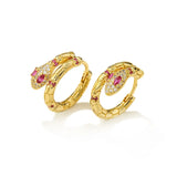 Colorful Crystal Snake Hoop Earrings Punk Style Jewelry