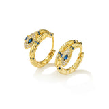Colorful Crystal Snake Hoop Earrings Punk Style Jewelry
