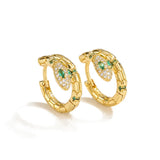 Colorful Crystal Snake Hoop Earrings Punk Style Jewelry