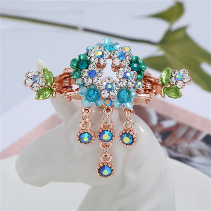Colorful Enamel Flower Hair Claw for Women Girls