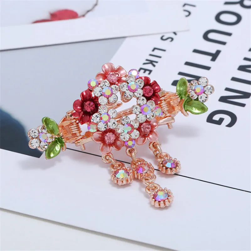 Colorful Enamel Flower Hair Claw for Women Girls