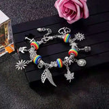 Colorful Butterfly Beads Bracelet with Snake Chain