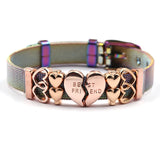 Colorful Stainless Steel Mesh Bracelet Heart Lock Charm Bangle