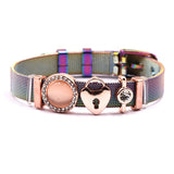 Colorful Stainless Steel Mesh Bracelet Heart Lock Charm Bangle
