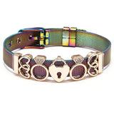 Colorful Stainless Steel Mesh Bracelet Heart Lock Charm Bangle