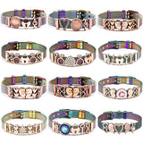Colorful Stainless Steel Mesh Bracelet Heart Lock Charm Bangle