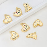 Copper Alloy Rhinestone Heart Dinosaur Necklace Charms 10pcs