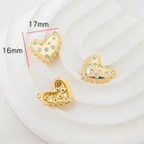 Copper Alloy Rhinestone Heart Dinosaur Necklace Charms 10pcs