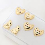 Copper Alloy Rhinestone Heart Dinosaur Necklace Charms 10pcs