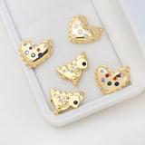 Copper Alloy Rhinestone Heart Dinosaur Necklace Charms 10pcs