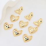 Copper Alloy Rhinestone Heart Dinosaur Necklace Charms 10pcs