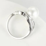 Copper Platinum Plated Cubic Zirconia Pearl Ring